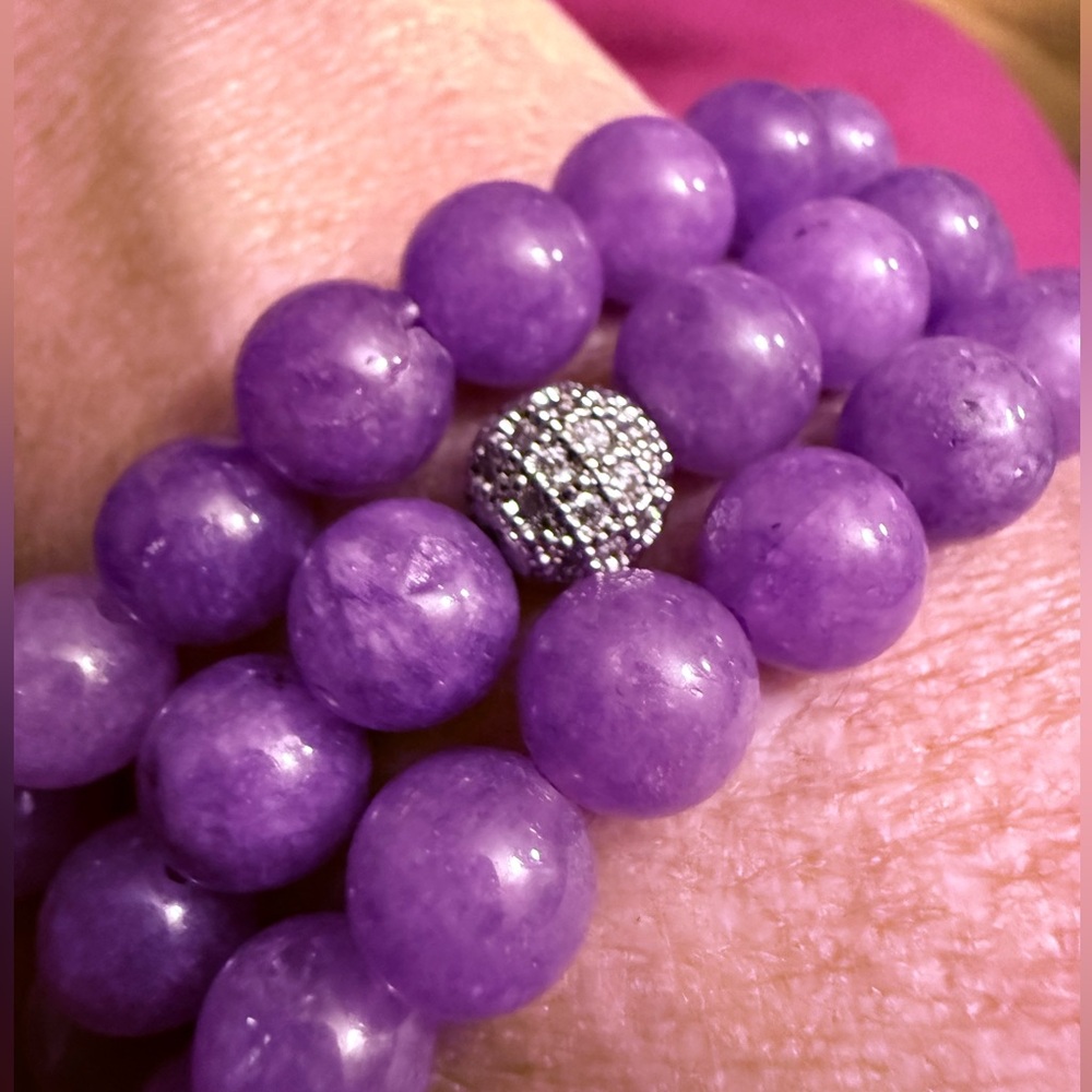 Aura Set of 3 Individual Bracelets | Purple Amethyst Beads & 1 Silver | New